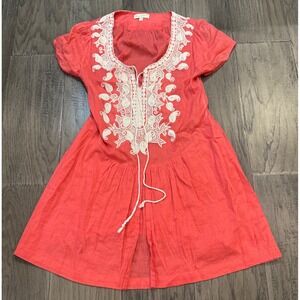 VTG‎ Chilli Pepper London Coral Dress Women's Small Embroidered Cotton Boho